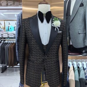 Men's Black Textured Tuxedo