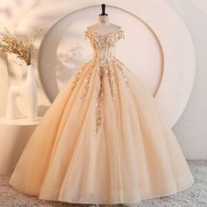 Champagne Ball Gown Wedding Dress
