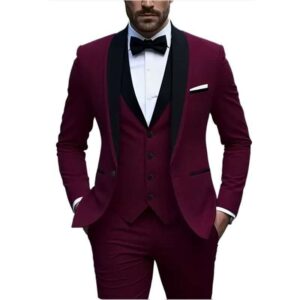 Men's Burgundy Tuxedo Suit